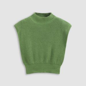 Solid High Neck Knit Vest